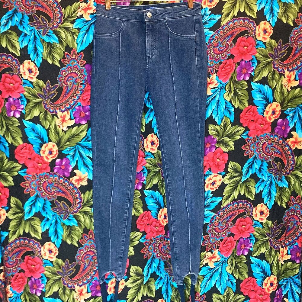 WOMEN'S BULL&BEAR DENIM SKINNY JEANS WITH BOOTSTRAPS WOMENS SIZE 8 (EUR 36)